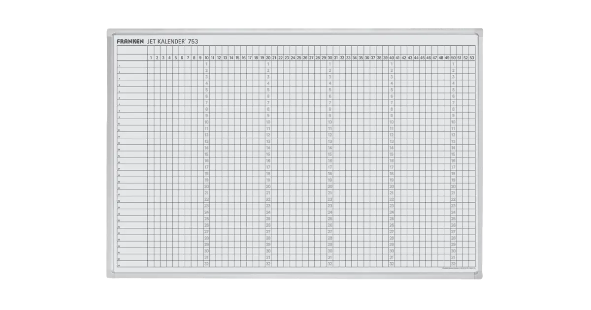 Calendrier Planning Annuel Franken JK753 - 90x60cm, 53 Semaines, Effaçable